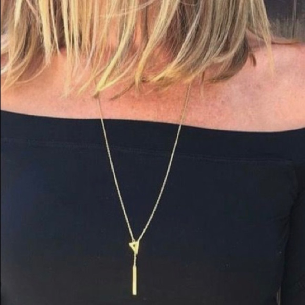 Stella & Dot Triangle Lariat Necklace -Mint Con.